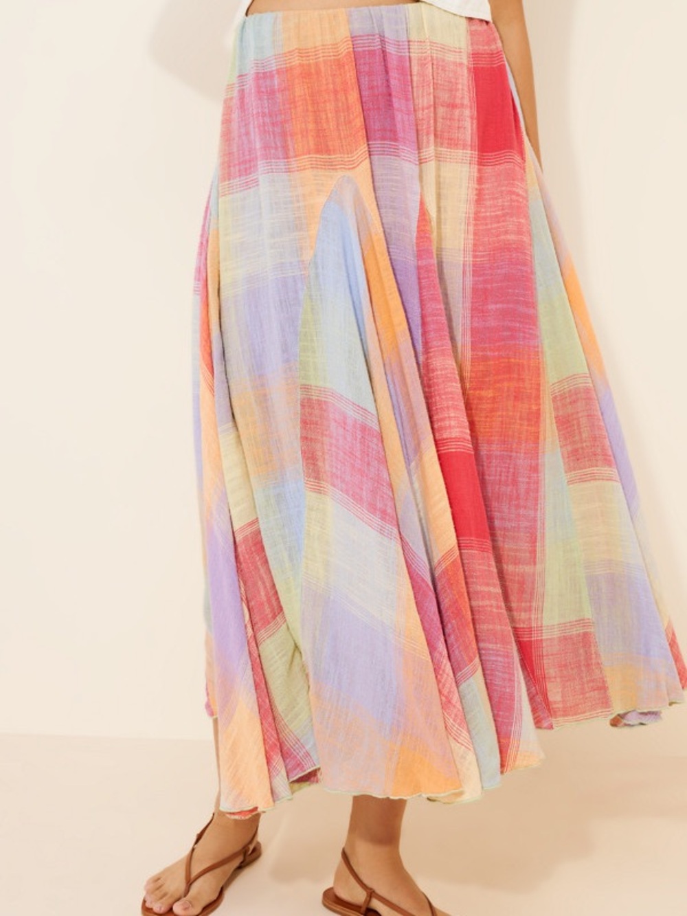 Free People Madras That Linen Maxi Skirt